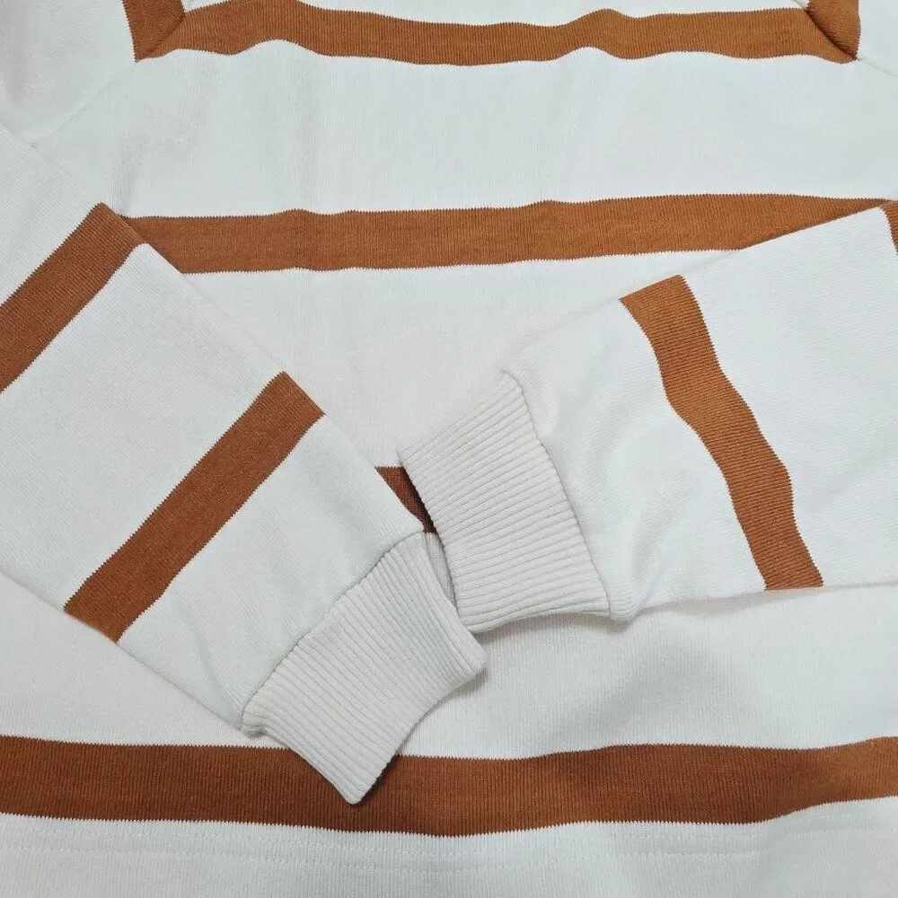 Tanya‎ Taylor - 4 Ivory & Brown Striped Turtleneck Sweater Top $325